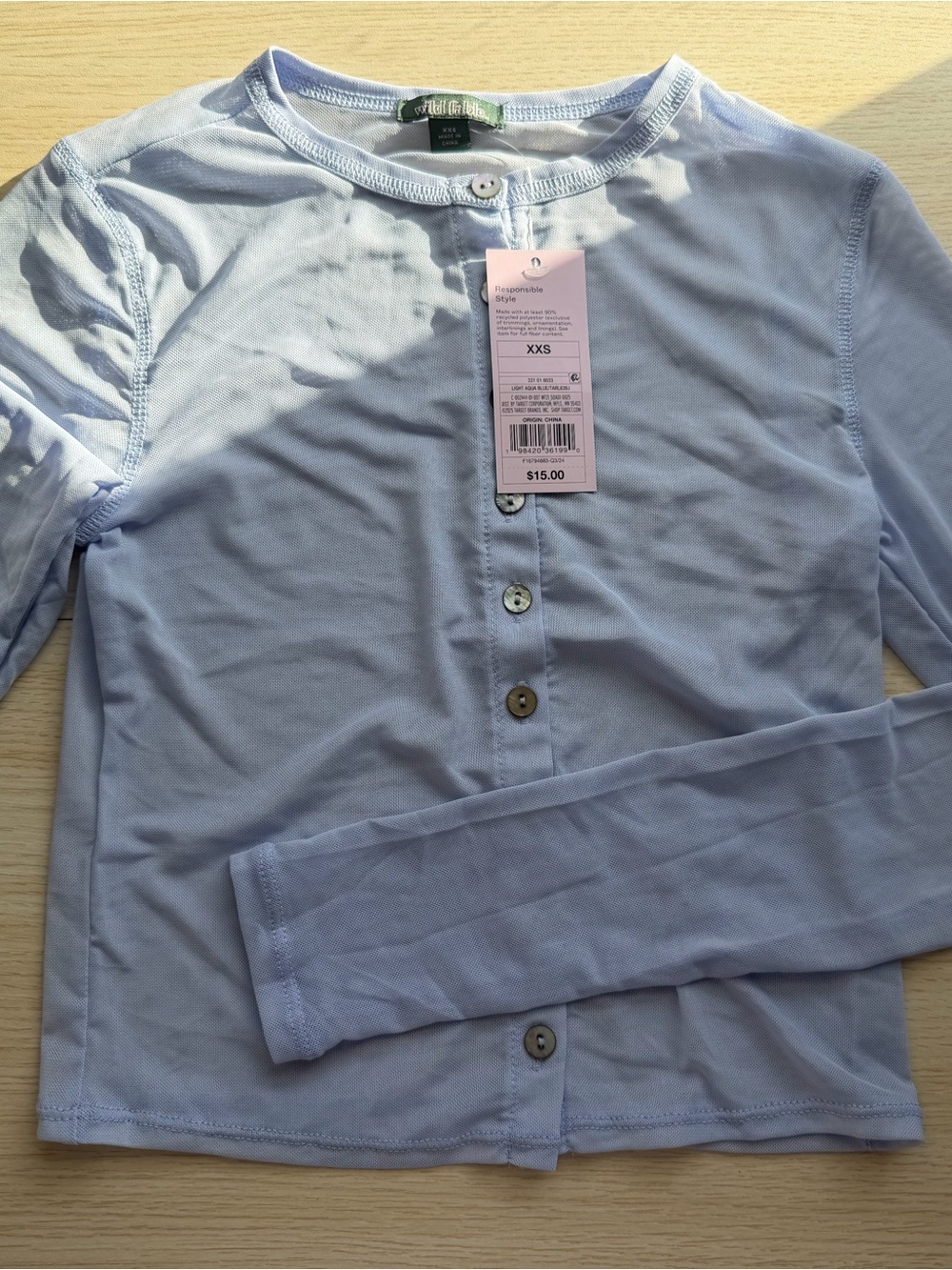 Target Light Blue Girls' Button Front Top
